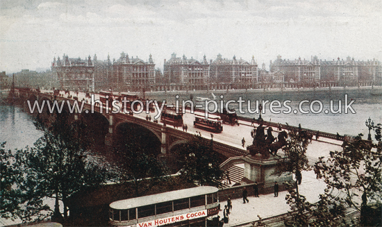 Westminster Bridge & St.Thomas' Hospital, London, c.1908.